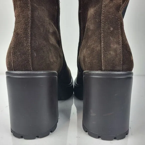 Steve Madden Deegan Lug Sole Suede chelsea knee high Boots size 8