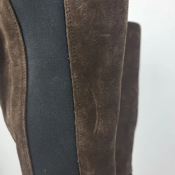 Steve Madden Deegan Lug Sole Suede chelsea knee high Boots size 8