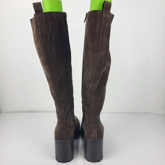 Steve Madden Deegan Lug Sole Suede chelsea knee high Boots size 8