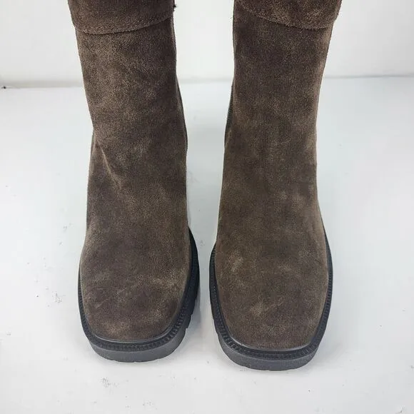 Steve Madden Deegan Lug Sole Suede chelsea knee high Boots size 8