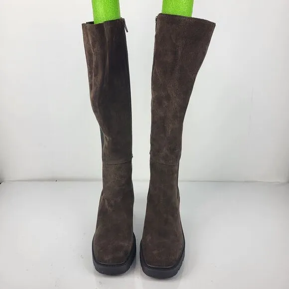 Steve Madden Deegan Lug Sole Suede chelsea knee high Boots size 8