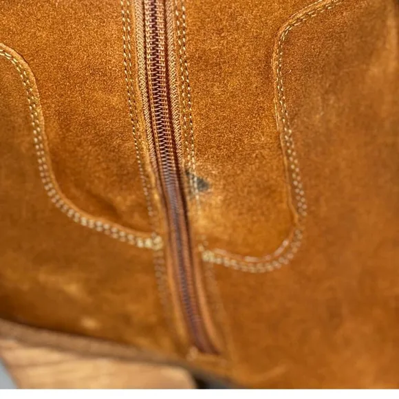 Steve Madden Seven Knee High Boot Brown Suede Leather Half Side zip Size 9