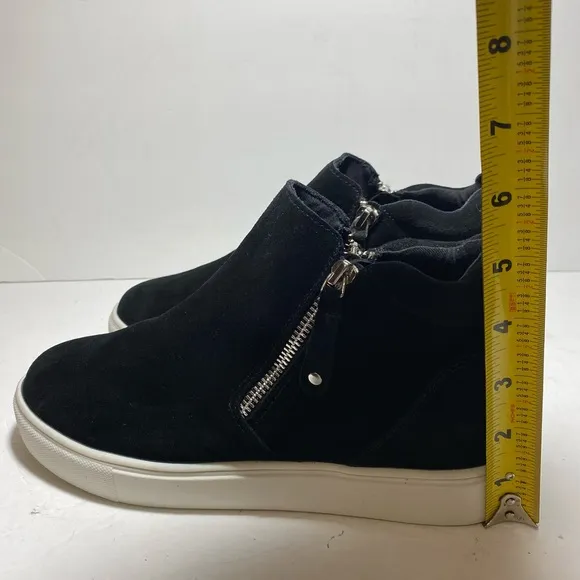 STEVE MADDEN SILYA Black Suede GenuineLeather Sneakers Ankle Boots Shoe Sz 8