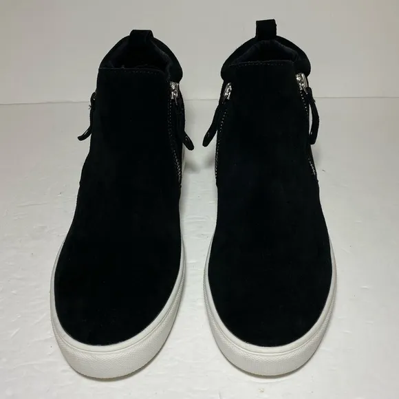 STEVE MADDEN SILYA Black Suede GenuineLeather Sneakers Ankle Boots Shoe Sz 8