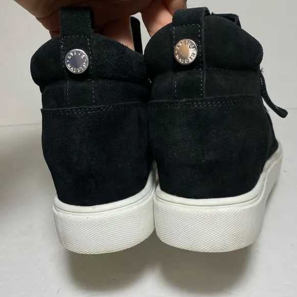 STEVE MADDEN SILYA Black Suede GenuineLeather Sneakers Ankle Boots Shoe Sz 8