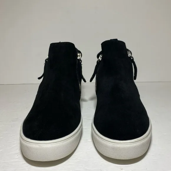 STEVE MADDEN SILYA Black Suede GenuineLeather Sneakers Ankle Boots Shoe Sz 8