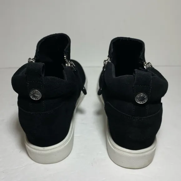 STEVE MADDEN SILYA Black Suede GenuineLeather Sneakers Ankle Boots Shoe Sz 8