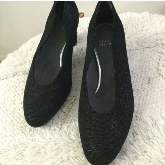 Stuart Weitzman 9.5 Black leather shoes pumps pebbled