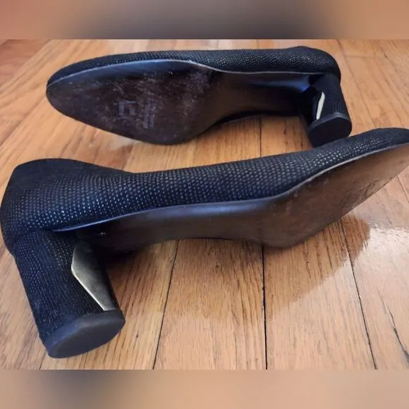 Stuart Weitzman 9.5 Black leather shoes pumps pebbled