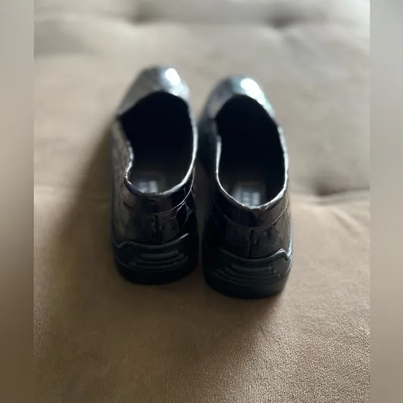 Stuart Weitzman Black Alligator / Crocodile 🐊 Patent Leather Wedge Loafer Shoes