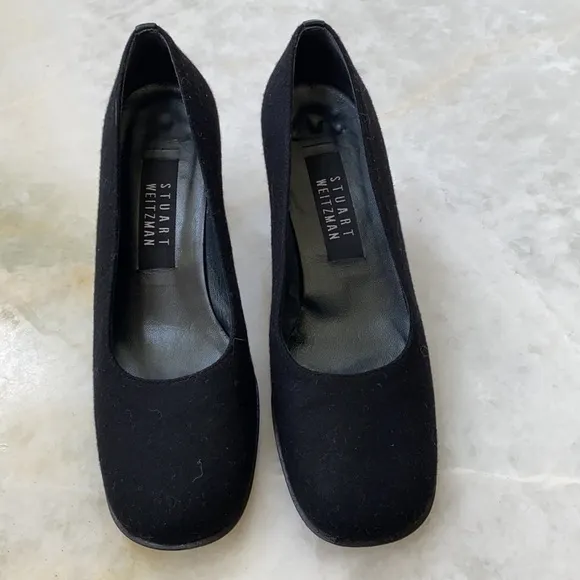 Stuart Weitzman Black Suede Chunk Shoes