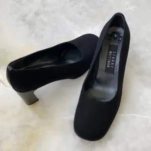 Stuart Weitzman Black Suede Chunk Shoes
