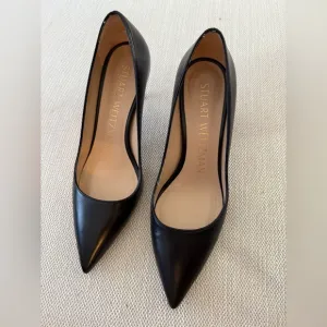 Stuart Weitzman Black Women's Shoes Linsi 75 Pointed Toe Pump