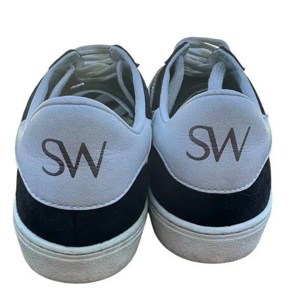 Stuart Weitzman Daryl Leather Size 7 B Sneaker in White/Black Soft Comfort