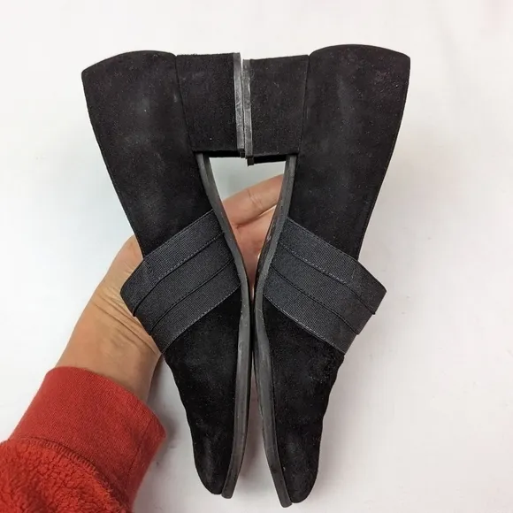 STUART WEITZMAN sz. 7.5 Gorham Chunk Heel Pump Shoes Suede Black Y2K 90s Vintage