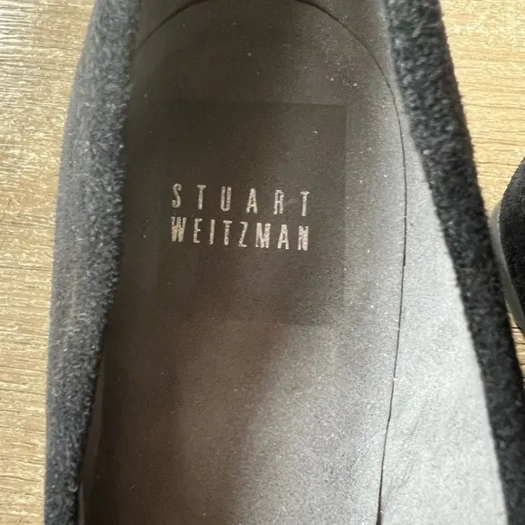 Stuart Weitzman woman’s black suede Bucksome wedge shoes