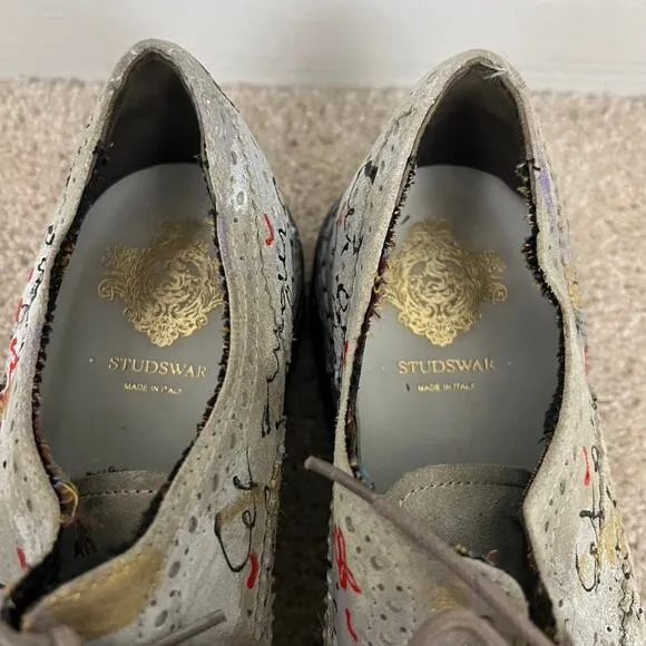 Studswar Graffiti Tie Up Shoes Oxford Women Size 36