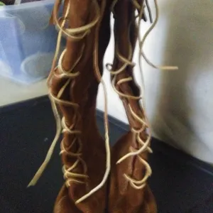 Suede Fringe tie up shoes burnt sienna