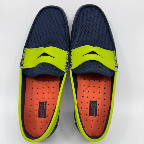 Swims Penny Loafer Water Shoes Mens 10 Blue Green Slip On Boat Deck Moccasins