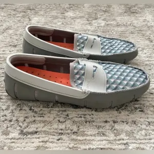 SWIMS Penny Loafers Moccasins Boat Deck Shoes Mens 10 Gray Sail Boats Yachting