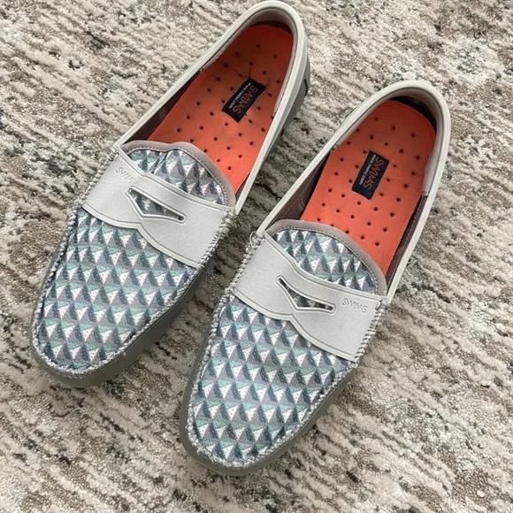 SWIMS Penny Loafers Moccasins Boat Deck Shoes Mens 10 Gray Sail Boats Yachting