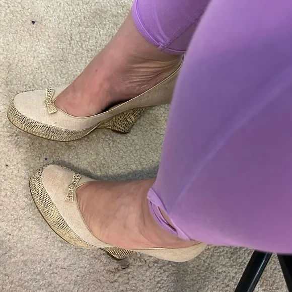 TABITHA SIMMONS SHOES SNAKESKIN WEDGE HIGH HEEL BOW CLOSED TOE Y2K