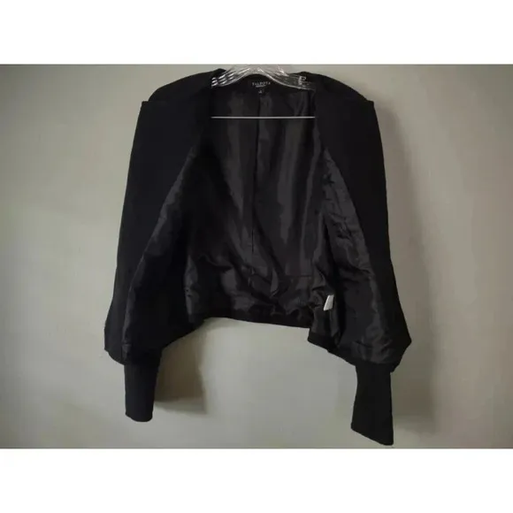 Talbot's Women's Sz 4 Black Jacket, Short, Double Breasted Zip Up Woven Texture