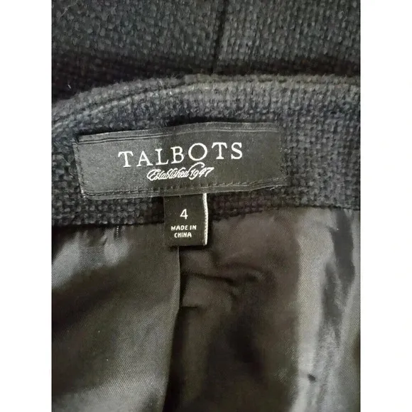 Talbot's Women's Sz 4 Black Jacket, Short, Double Breasted Zip Up Woven Texture