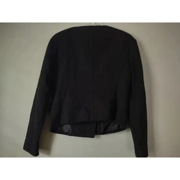 Talbot's Women's Sz 4 Black Jacket, Short, Double Breasted Zip Up Woven Texture