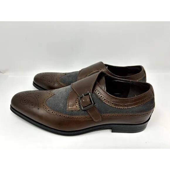 Tallia Men's Orange Savona Grey/Brown Dress Shoes Size 8 Leather Slip On New