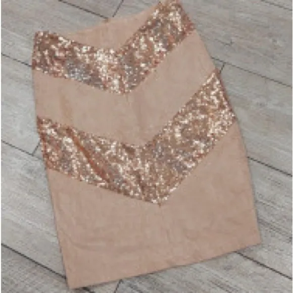 Tan skirt above the knee
