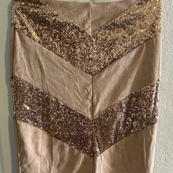 Tan skirt above the knee