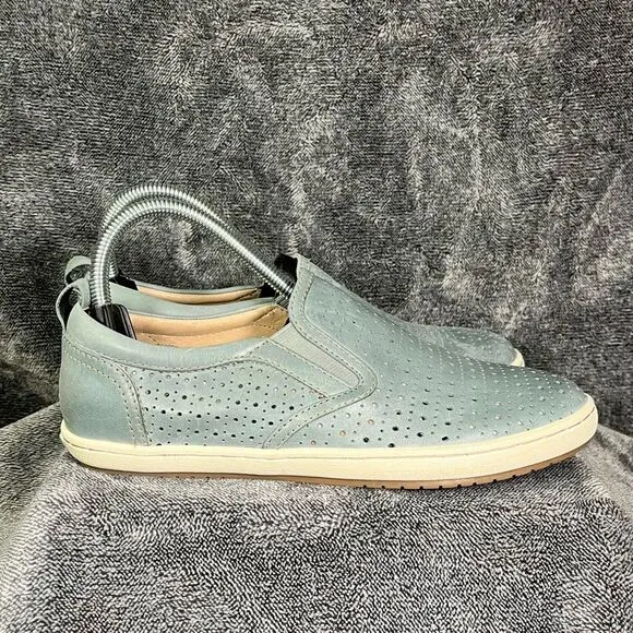 Taos Court Shoes Women's 7.5 Blue Leather Comfort Slip On Low Top Sneakers