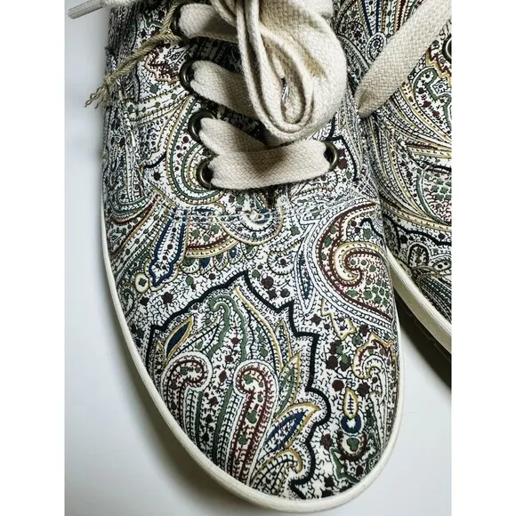 TAOS Flat Lace Up Guest Star Natural Paisley Canvas Sneaker Shoes Women's 9