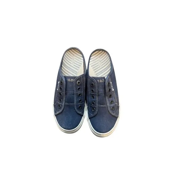 Taos Women's EZ Soul Blue Canvas Mule Sneakers Size 8.5 Standard Casual Slip-On