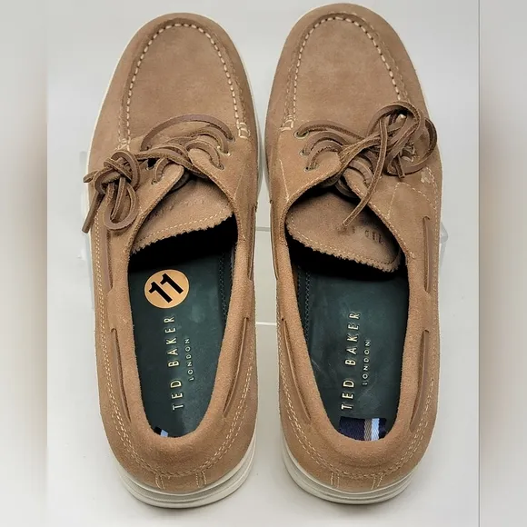 Ted Baker London Men’s Low Top Suede Boat Shoes  US 11 EU 444 Sand Lace Up New