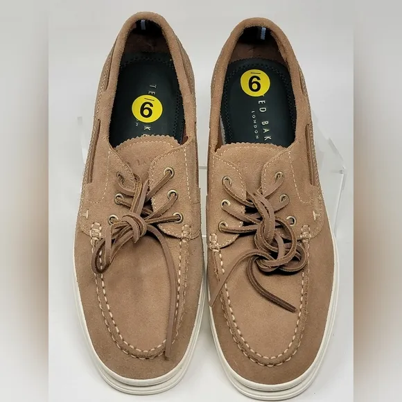 Ted Baker London Men’s Low Top Suede Boat Shoes  US 9 EU 42 Sand Lace Up New