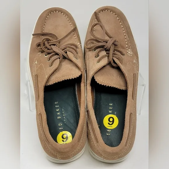 Ted Baker London Men’s Low Top Suede Boat Shoes  US 9 EU 42 Sand Lace Up New