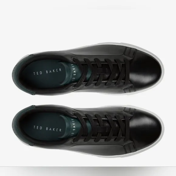 Ted Baker Robberto Sneaker Classic Casual Leather Black Green Sneakers Men's 8