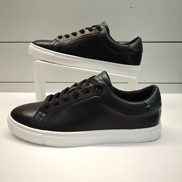 Ted Baker Robberto Sneaker Classic Casual Leather Black Green Sneakers Men's 8