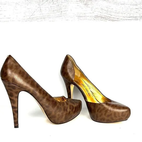 Ted Baker Leather Animal Print Platform High Heel Shoes Pumps US 9,5