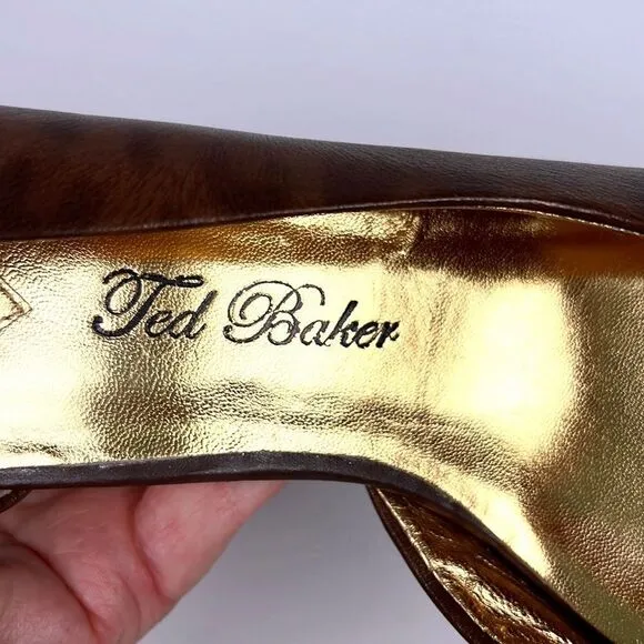 Ted Baker Leather Animal Print Platform High Heel Shoes Pumps US 9,5