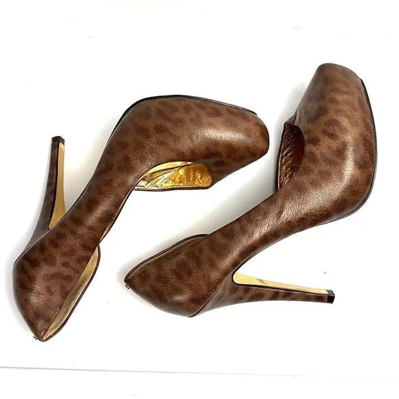 Ted Baker Leather Animal Print Platform High Heel Shoes Pumps US 9,5