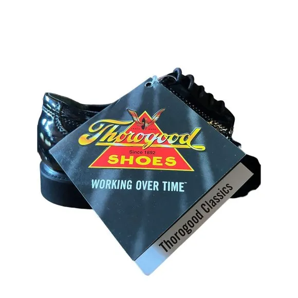 Thorogood Uniform Classics High-Gloss Black Poromeric Oxford Dress Shoes