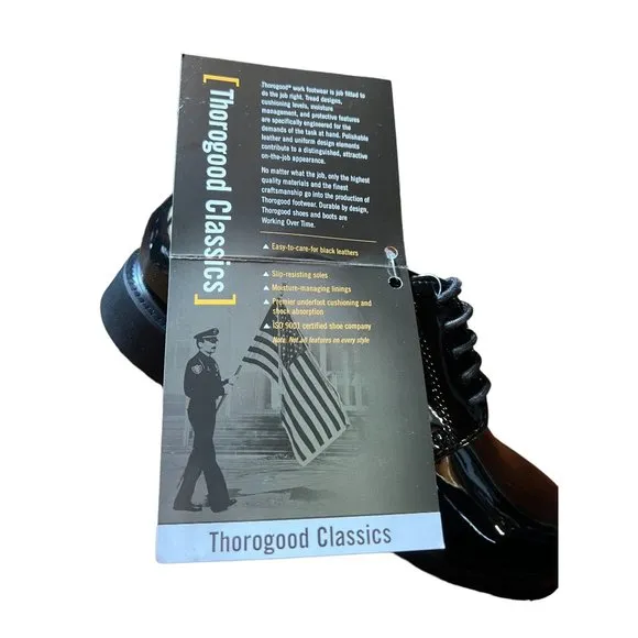 Thorogood Uniform Classics High-Gloss Black Poromeric Oxford Dress Shoes