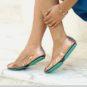 Tieks Rose Gold Glam Ballet Flats Size 7 Leather