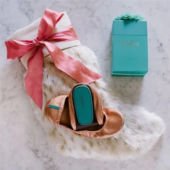 Tieks Rose Gold Glam Ballet Flats Size 7 Leather