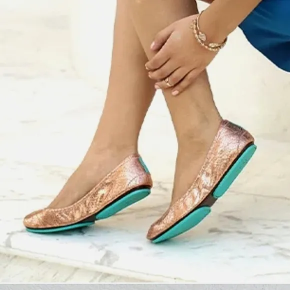 Tieks Rose Gold Glam Ballet Flats Size 7 Leather