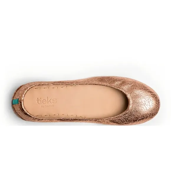 Tieks Rose Gold Glam Ballet Flats Size 7 Leather
