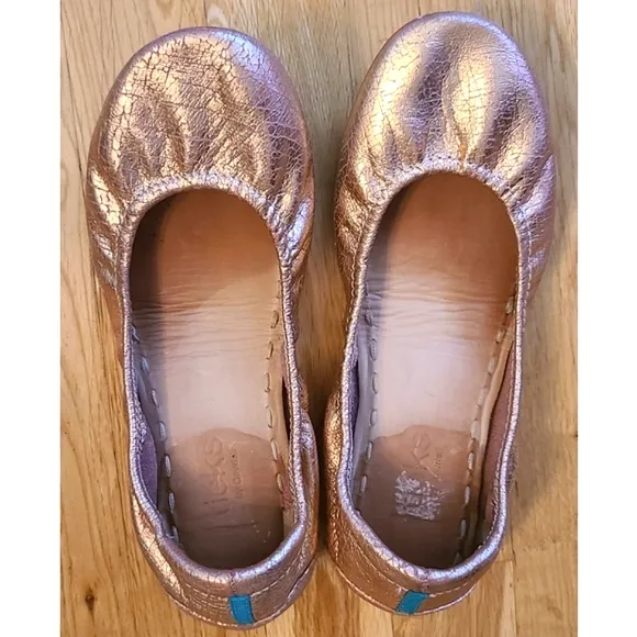 Tieks Rose Gold Glam Ballet Flats Size 7 Leather